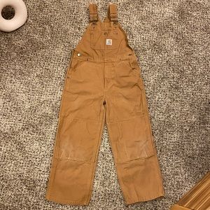 Boys Brown Canvas Carhartt Bib Overalls Size 7